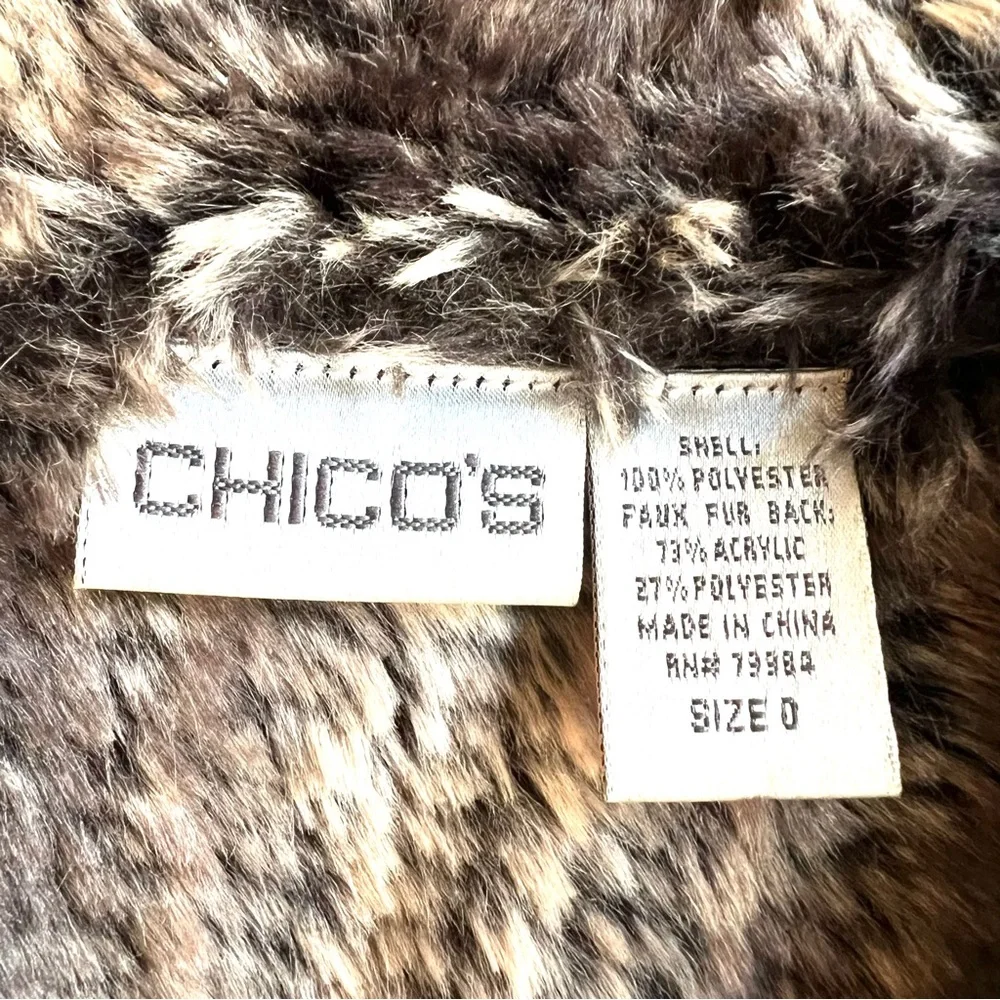 CHICO’s Brown Faux Fur Trimmed Women's Jacket - Picture 15 of 16
